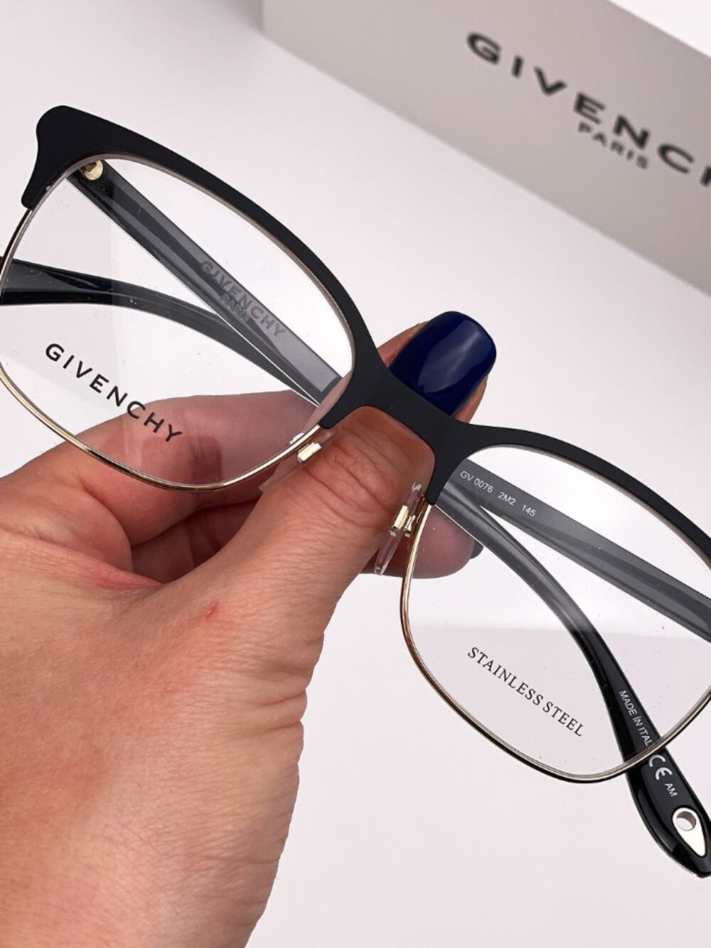 GIVENCHY GV0076 2M2 BLACK GOLD RECTANGLE EYEGLASSES